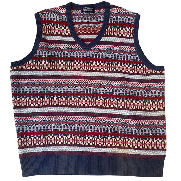 Joseph Turner Yorkshire Fair Isle Pure Lambswool V-Neck Men's Vest.  Size XXL - Picture 1 of 5